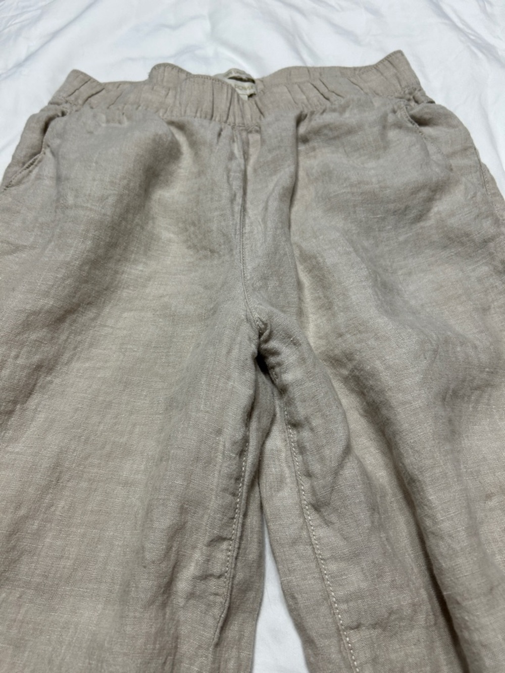 Cynthia Rowley Beige Linen Drawstring Pants